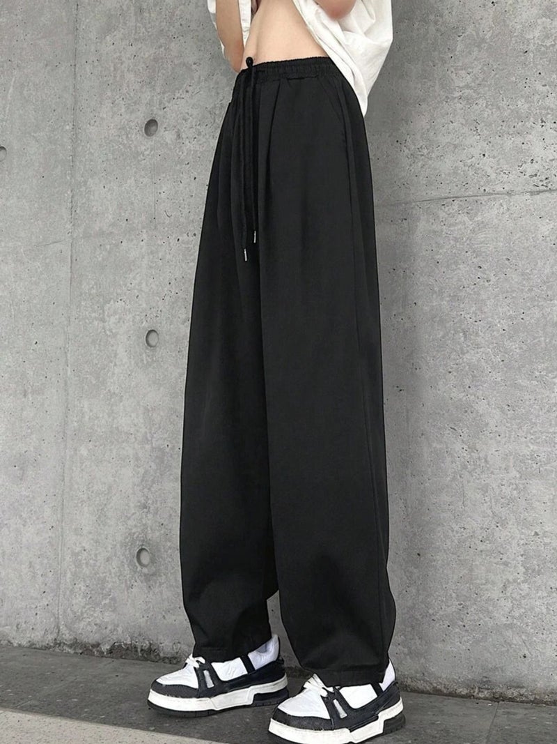 FLYNOFF Black Korean Look Loose Fit Men's Track Pant - Image 2